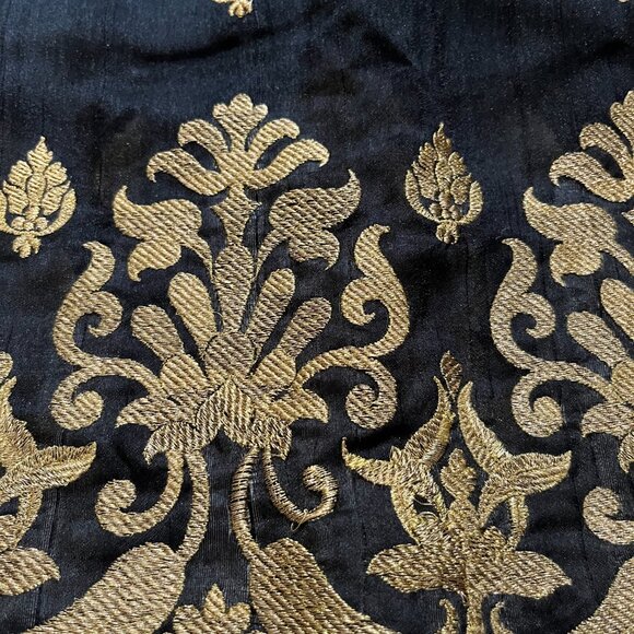 Black Indian Silk saree - Tussar silk saree with Heavy embroidery work Item desc - Picture 9 of 14